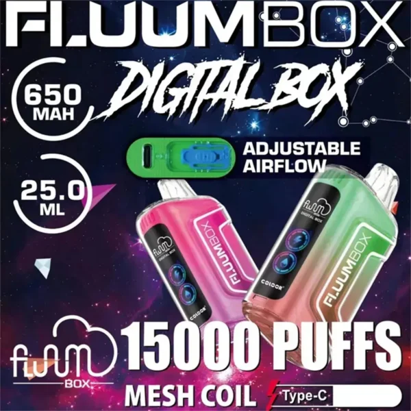 FluuM Digital Box TN 15000 Puffs 0% 2% 3% 5% Nikotin Şarj Edilebilir Tek Kullanımlık Vape Kalem Pod E-Sigara Toptan Satış - WhizVape - 1