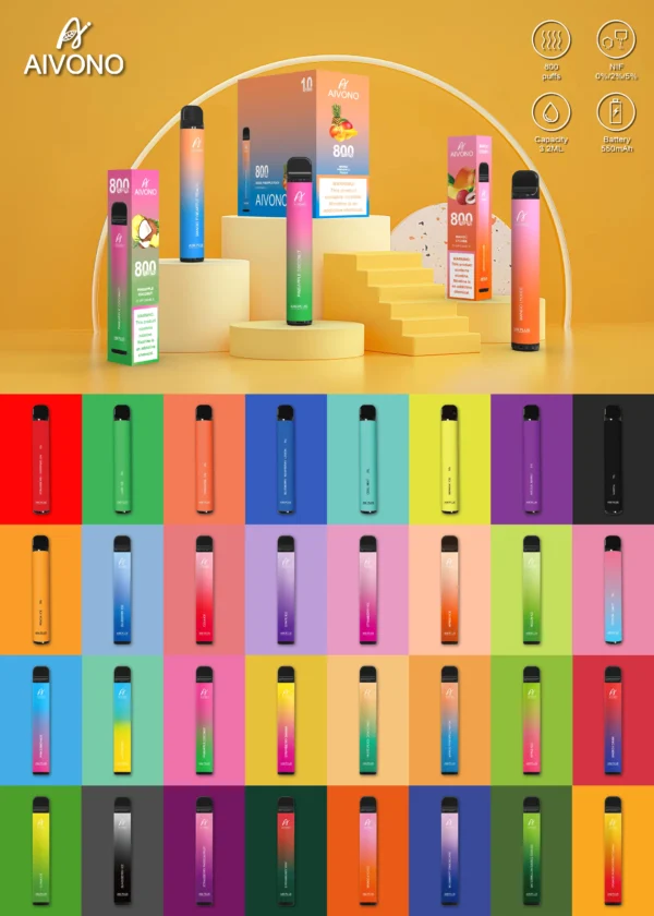 AIVONO AIM PLUS 800 Puffs 0% 2% 5% Stylo vape jetable rechargeable à faible teneur en nicotine en vrac Acheter en gros - WhizVape - 17