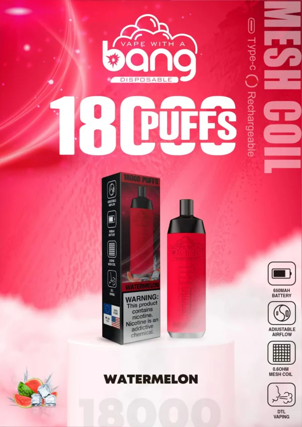 Bang Crown Bar 18000 de pufături 0% 2% 3% 5% Nivel scăzut de nicotină, reîncărcabil, de unică folosință, stilou de vaporizator în vrac Cumpărați cu ridicata - WhizVape - 5