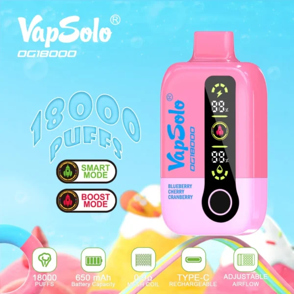 Vapsolo DG 18000 Puffs 2% 5% Vape Ricaricabili Monouso a Bassa Nicotina Penna Acquisto in Massa all'Ingrosso - WhizVape - 5
