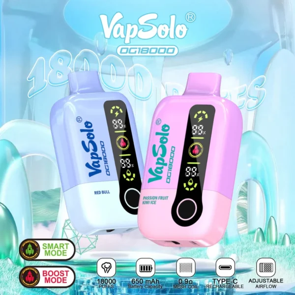 Vapsolo DG 18000 Puffs 2% 5% Vape Pen Ricaricabile Monouso a Bassa Nicotina Acquisto in Massa all'Ingrosso - WhizVape - 1
