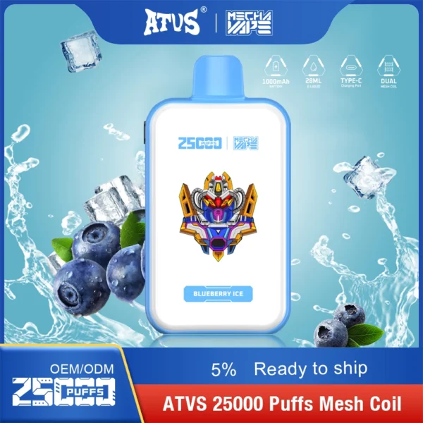 ATVS 25000 Puffs Dual Mesh 5% Stylo à vape jetable rechargeable à faible teneur en nicotine Acheter en gros - WhizVape - 12