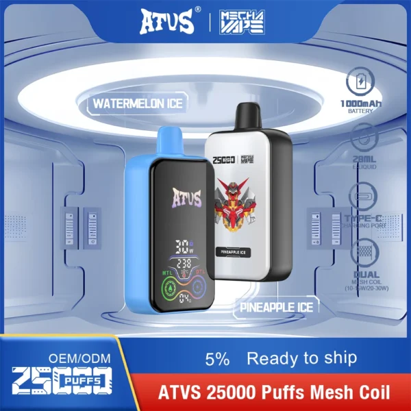ATVS 25000 Puffs Dual Mesh 5% Stylo à vape jetable rechargeable à faible teneur en nicotine Acheter en gros - WhizVape - 9