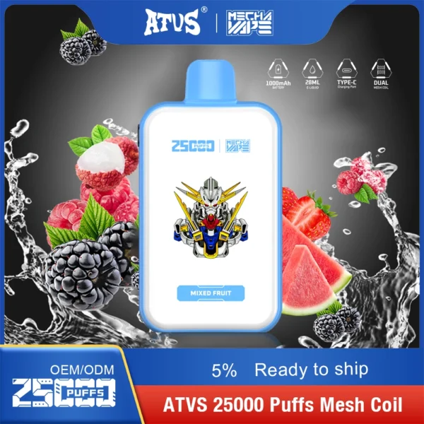 ATVS 25000 Puffs Dual Mesh 5% Stylo à vape jetable rechargeable à faible teneur en nicotine Acheter en gros - WhizVape - 10