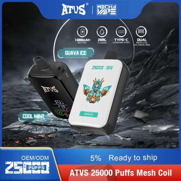 ATVS 25000 Puffs Dual Mesh 5% Stylo à vape jetable rechargeable à faible teneur en nicotine Acheter en gros - WhizVape - 8