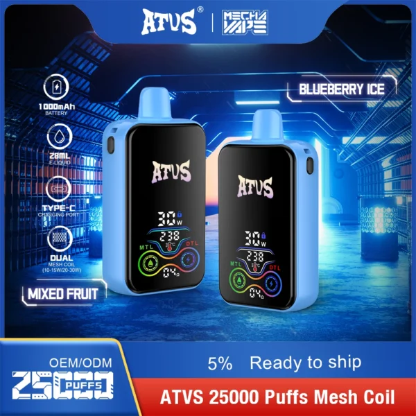ATVS 25000 Puffs Dual Mesh 5% Stylo à vape jetable rechargeable à faible teneur en nicotine Acheter en gros - WhizVape - 4