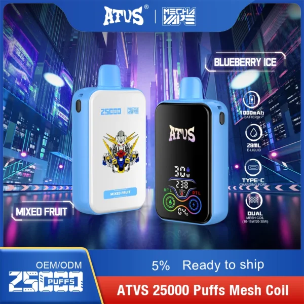 ATVS 25000 Puffs Dual Mesh 5% Stylo à vape jetable rechargeable à faible teneur en nicotine Acheter en gros - WhizVape - 3