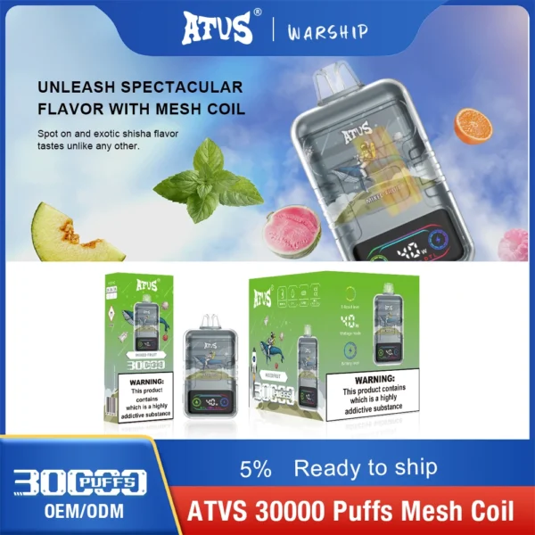 ATVS 30000 Puffs Dual Mesh 5% Stylo à vape jetable rechargeable à faible teneur en nicotine Acheter en gros - WhizVape - 9