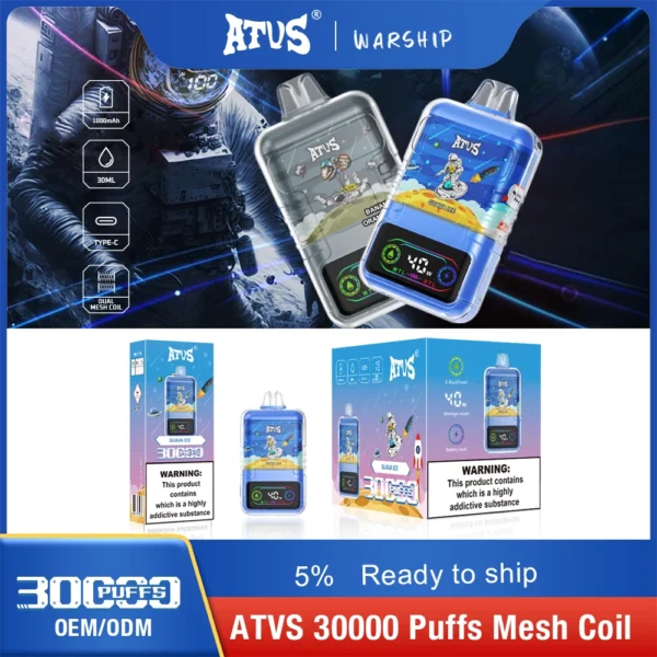 ATVS 30000 Puffs Dual Mesh 5% Stylo à vape jetable rechargeable à faible teneur en nicotine Acheter en gros - WhizVape - 8