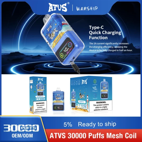 ATVS 30000 Puffs Dual Mesh 5% Stylo à vape jetable rechargeable à faible teneur en nicotine Acheter en gros - WhizVape - 6