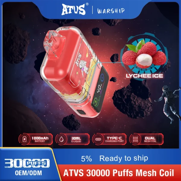 ATVS 30000 Puffs Dual Mesh 5% Stylo à vape jetable rechargeable à faible teneur en nicotine Acheter en gros - WhizVape - 5
