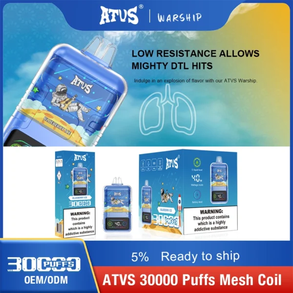 ATVS 30000 Puffs Dual Mesh 5% Stylo à vape jetable rechargeable à faible teneur en nicotine Acheter en gros - WhizVape - 10
