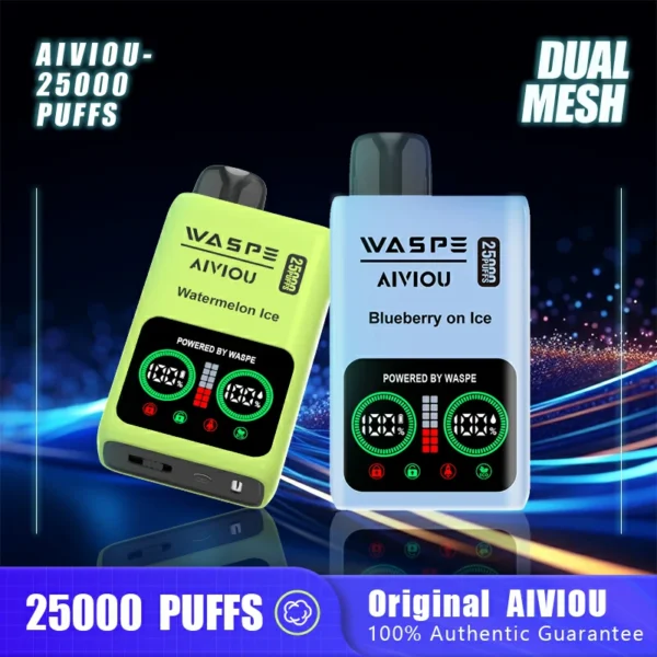 WASPE 25000 PUFFS Dual Mesh Box 0% 2% 5% LED zaslon z nizko vsebnostjo nikotina, pisalo za enkratno uporabo za ponovno polnjenje, nakup na debelo - WhizVape - 1