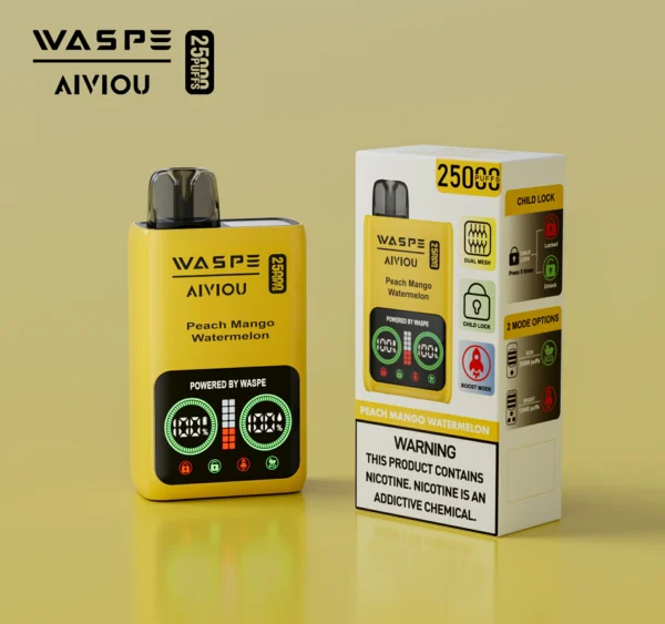 WASPE 25000 PUFFS Dvojna mrežasta škatla 0% 2% 5% LED zaslon z nizko vsebnostjo nikotina, pisalo za enkratno uporabo za ponovno polnjenje, na debelo Nakup na debelo - WhizVape - 9