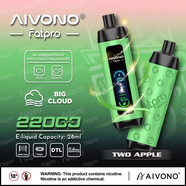 AIVONO Fatpro 22000 Puffs Hookah Digital Screen 0% 2% 3% 5% Caneta Vapes descartáveis ​​recarregáveis ​​com baixo teor de nicotina em massa Compre no atacado - WhizVape - 7