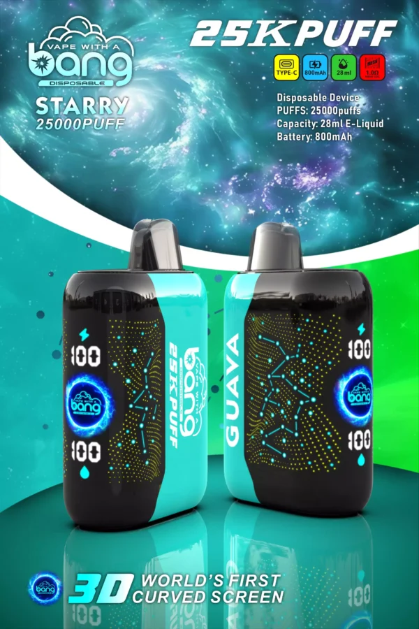 Bang Starry 25000 Puffs 3D Curved Screen 0% 2% 3% 5% Επαναφορτιζόμενη μίας χρήσης στυλό Vapes χαμηλής περιεκτικότητας σε νικοτίνη Μαζική Αγορά Χονδρικής - WhizVape - 10