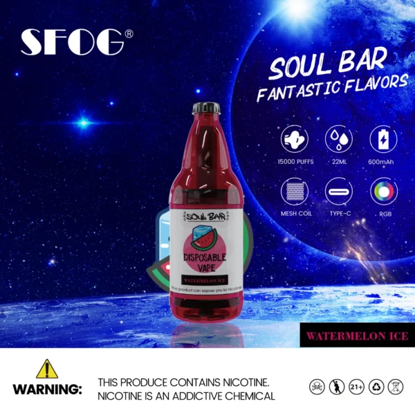 SFOG SOUL BAR 15000 Puffs RGB 5% Düşük Nikotinli Şarj Edilebilir Tek Kullanımlık Vapes Kalem Toplu Toptan Satın Al - WhizVape - 15